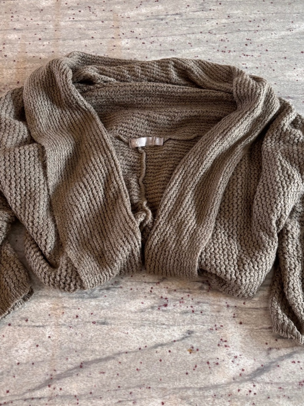 ASOS Womens Bat Wing Light Brown Open Cardigan - Waffle Texture Soft Size S